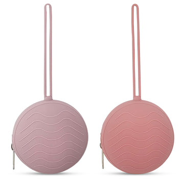 HippoBaby Silicone Pacifier Holder Case 2-Pack – BPA-Free, Food-Grade Silicone – Zippered Travel Pacifier Organizer – Portable Baby Case for Pacifiers, Teethers & Essentials – Dishwasher Safe