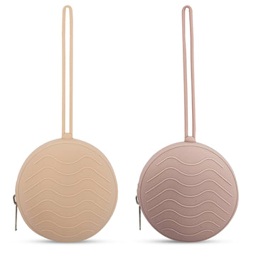 HippoBaby Silicone Pacifier Holder Case 2-Pack – BPA-Free, Food-Grade Silicone – Zippered Travel Pacifier Organizer – Portable Baby Case for Pacifiers, Teethers & Essentials – Dishwasher Safe